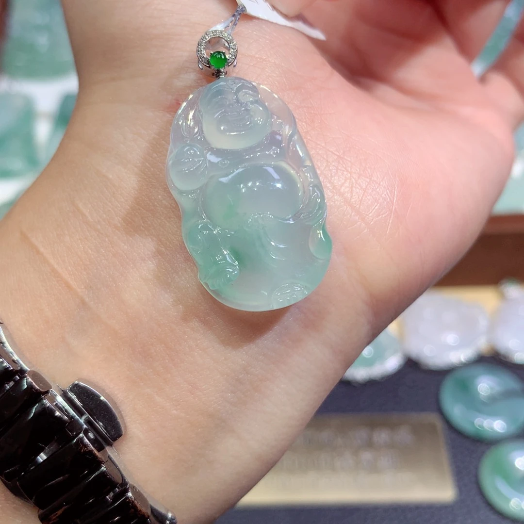 吊坠(不含链)18K金镶嵌翡翠