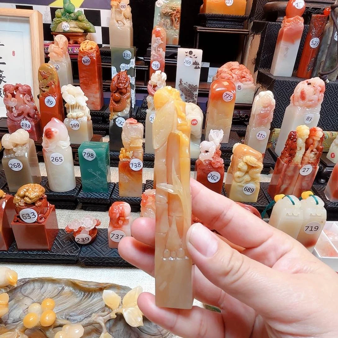 寿山石印石竹节印章