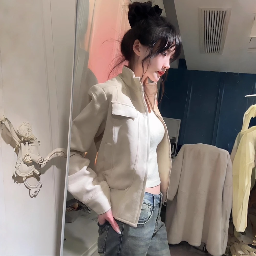 秋季美式机车服外套女春秋款2025新款短款高级感修身早秋穿搭夹克