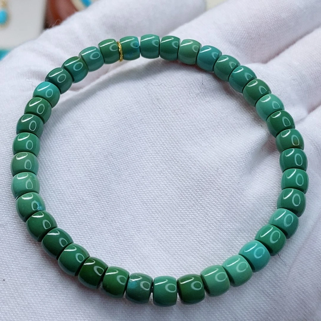 绿松石未镶嵌高瓷绿直切手串5.5