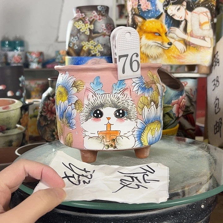 满38包邮景德镇手绘花盆