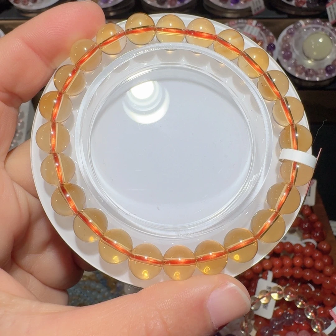 未镶嵌手链黄晶8.8mm巴西暴力黄水晶手串