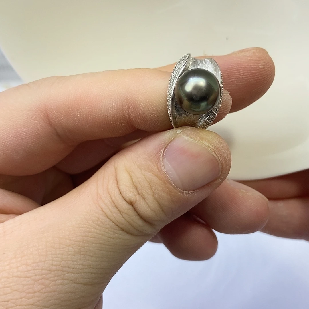 银S925镶嵌戒指海水珍珠