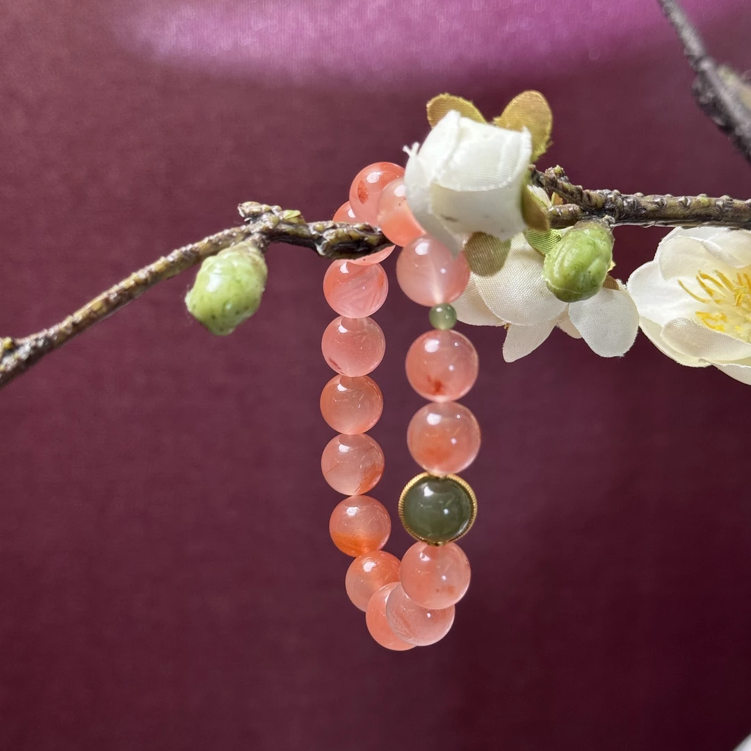 【佰万银庄】冰飘南红设计款圆珠手链-116001-多样性发一件