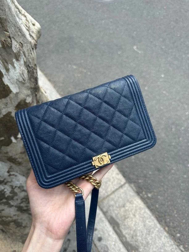 99新 Chanel/香奈儿 大吉中古/sh/蓝金leboy woc斜挎包