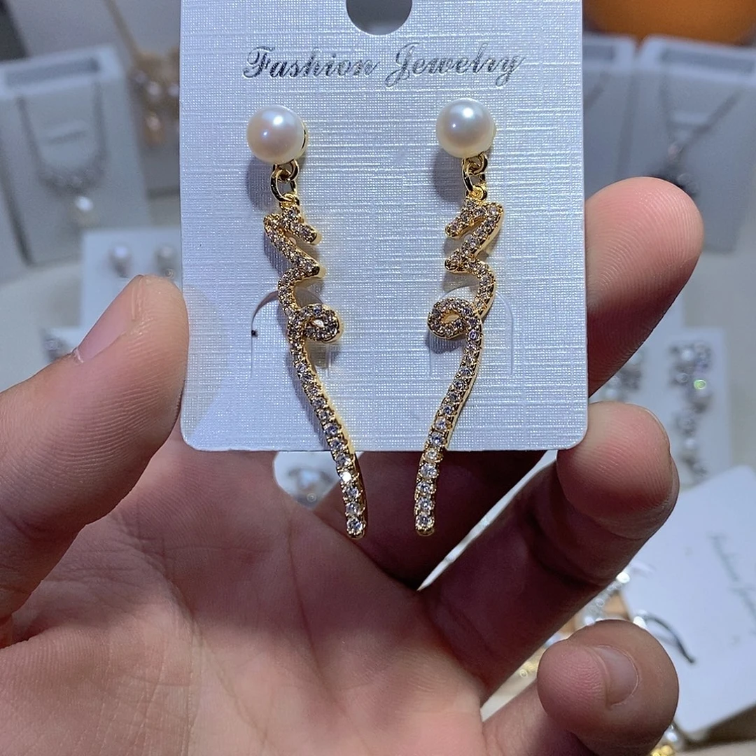 耳饰银S925镶嵌淡水珍珠