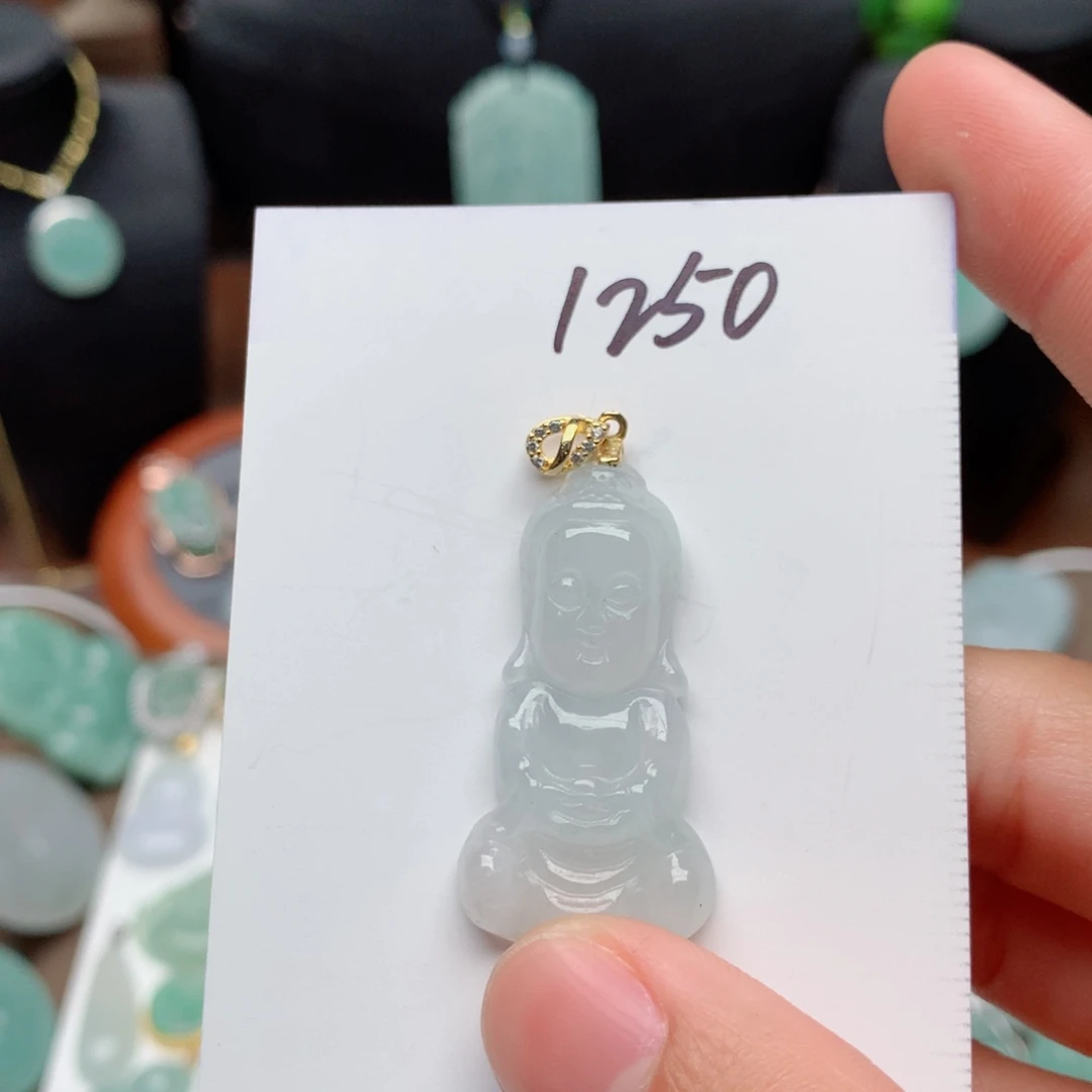 翡翠颈饰银S925镀金镶嵌吊坠