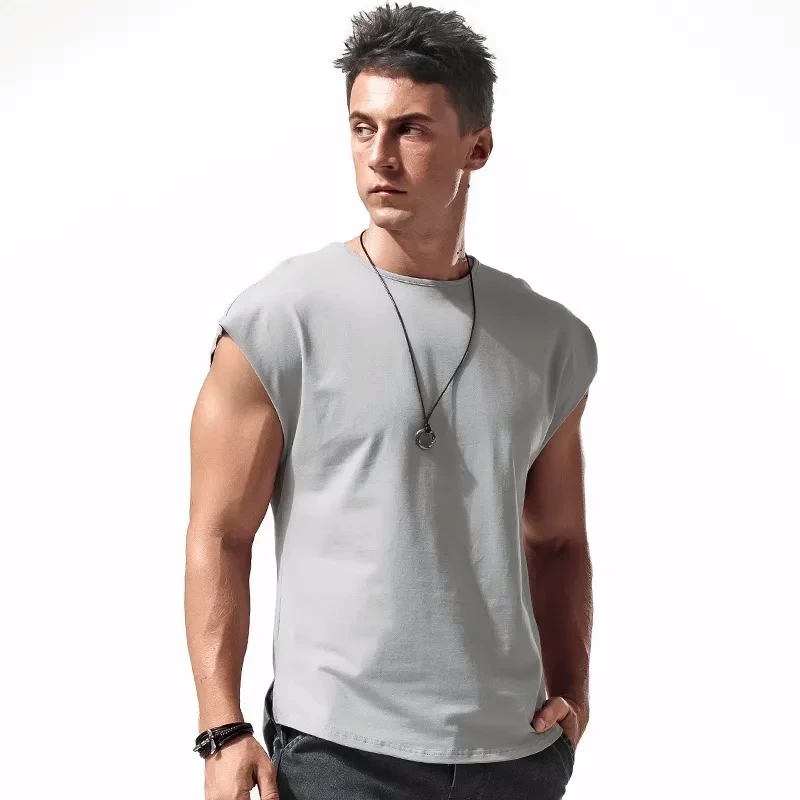 加大码男士宽松舒适无袖运动健身坎肩美式夏季外穿个性时尚背心潮