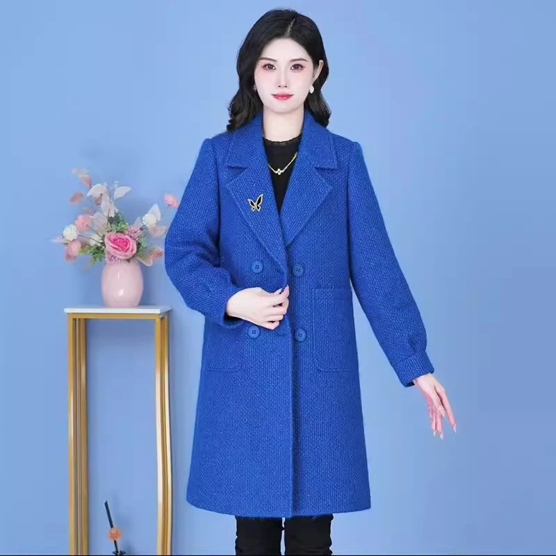 云禧女装西装领减龄洋气呢子大衣秋冬新款加厚洋气仿貂绒毛呢外套