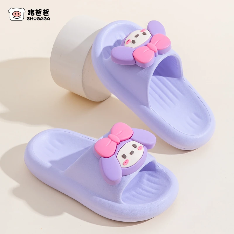 儿童拖鞋女童卡通美乐蒂室内浴室不臭脚厚底居家软底防滑一字拖鞋