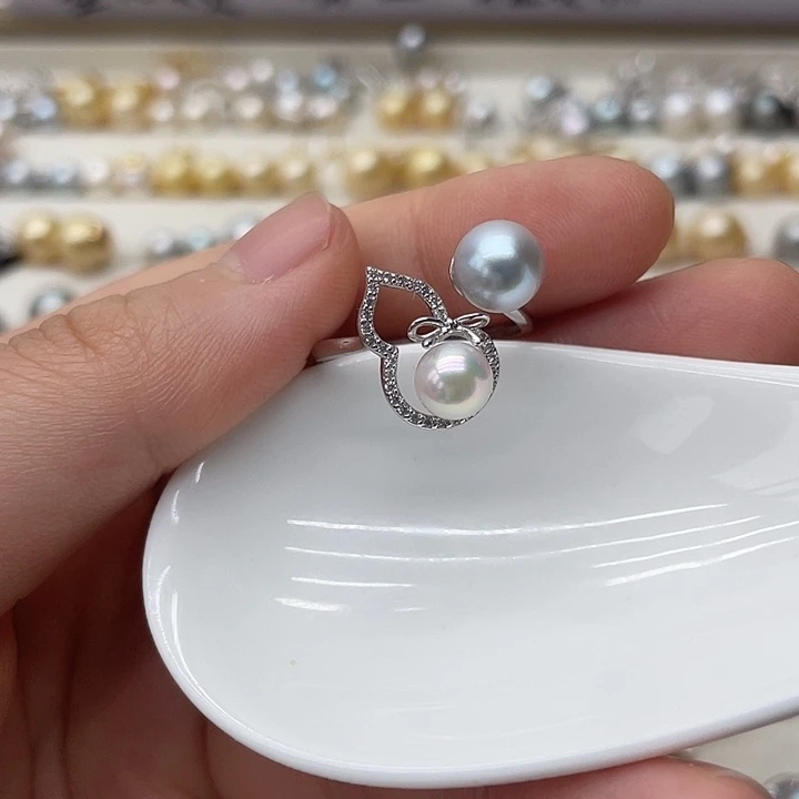 海水珍珠戒指银S925镶嵌