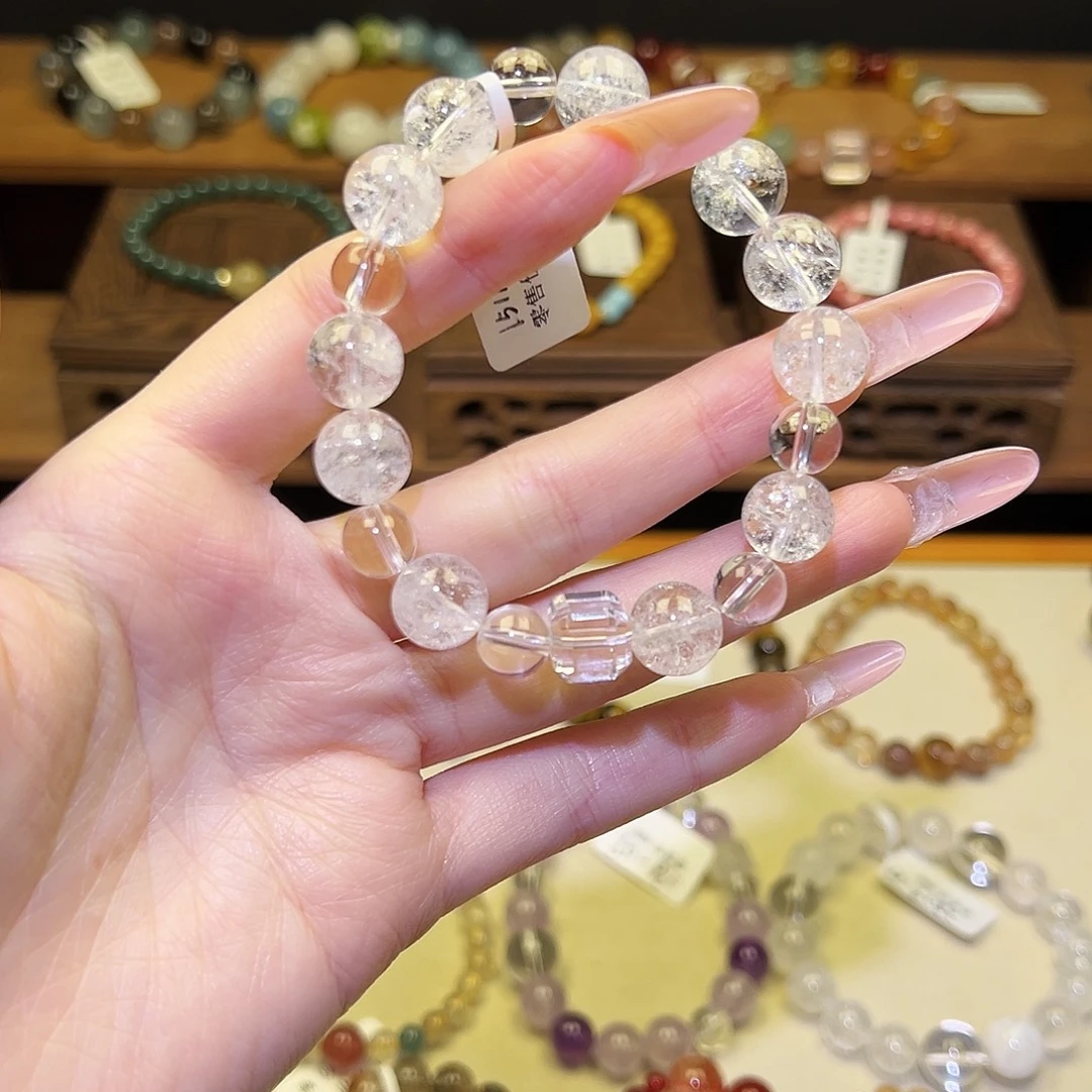 银S925镀金镶嵌手串水晶白1511