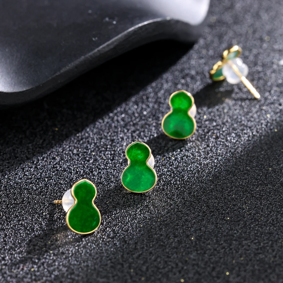 【举石严选】H0910-405-089翡翠耳饰18k（一对/多样性发）M