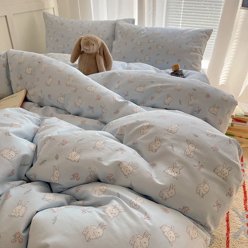 2025新款小清新全棉100%纯棉萌趣印花四件套学生宿舍三件套