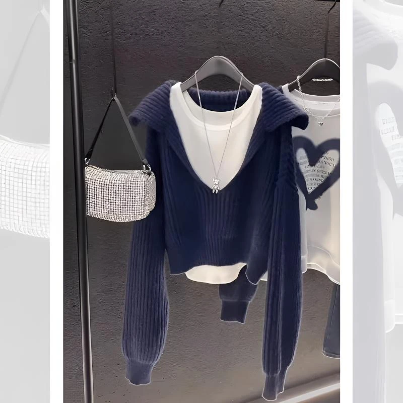 强烈推荐！！美拉德穿搭套装慵懒气质打底衫毛衣两件套装女秋冬洋气