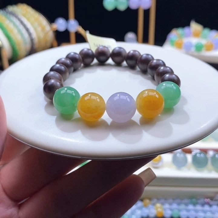 未镶嵌手串翡翠浓彩色手串