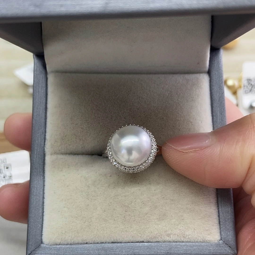 海水珍珠戒指银S925镶嵌