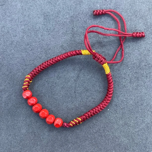 含辰砂工艺品H115-辰砂切面编绳六六大顺3333