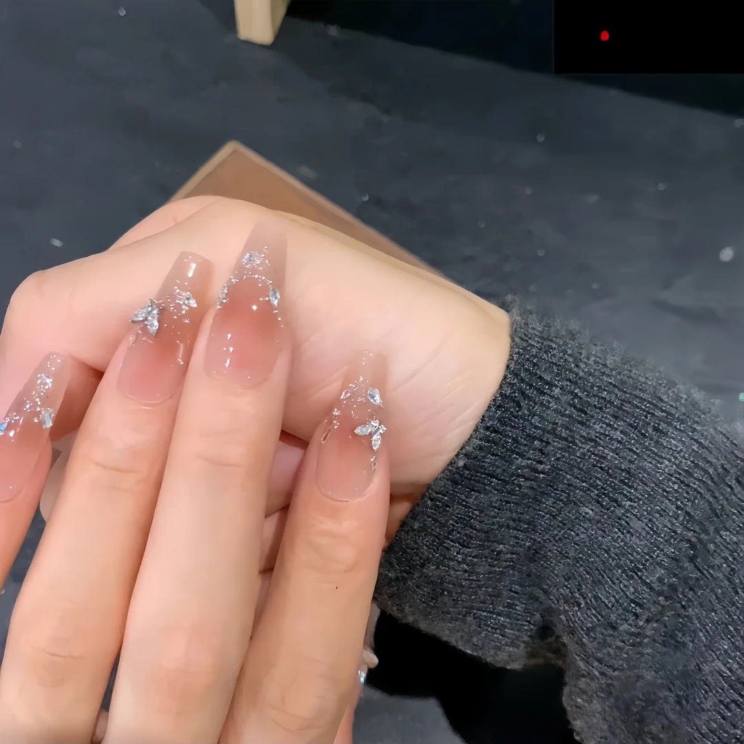 【满目星河】纯手工穿戴甲制作爆闪清冷锆石轻奢款可拆卸美甲定制