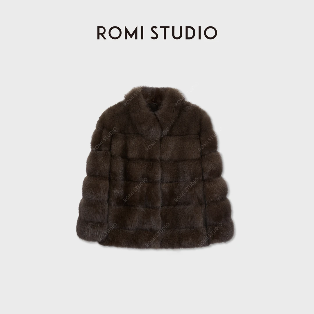 ROMI STUDIO“俄罗斯紫 | 貂”奢贵浓密毛质短款立领皮草RWCWW86834