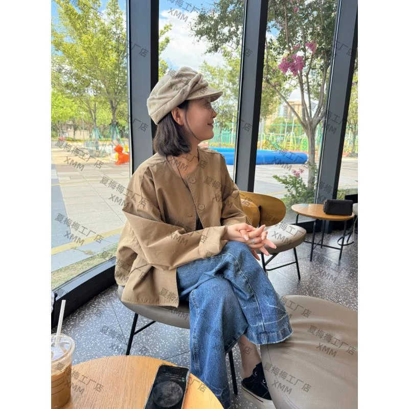 XMM.【短款圆角风衣】秋季新款长袖时尚百搭潮流显瘦洋气休闲G56011