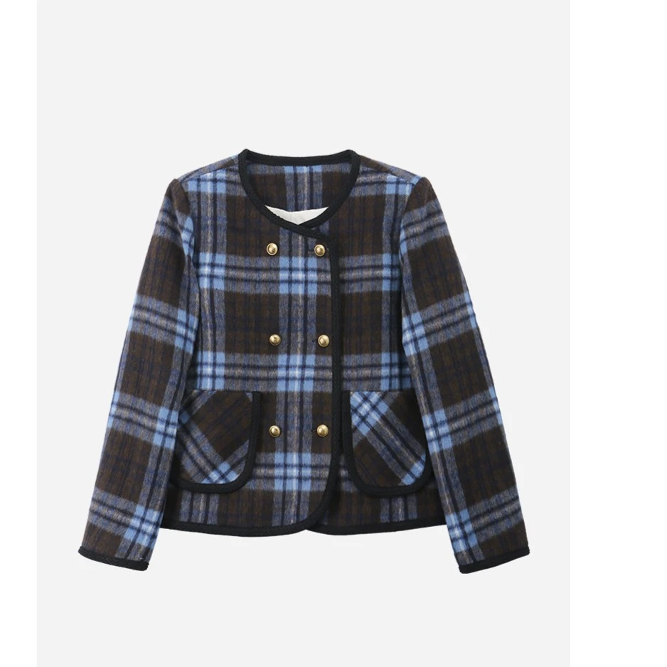 【封后轻奢设计】冬季新款优雅格子羽绒外套8955010