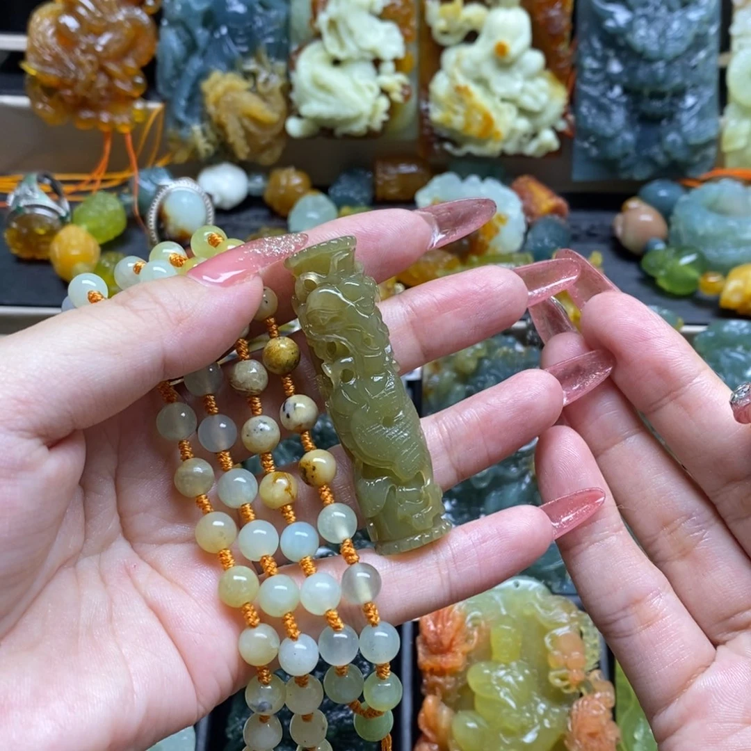 蛇纹石玉颈饰未镶嵌9**后