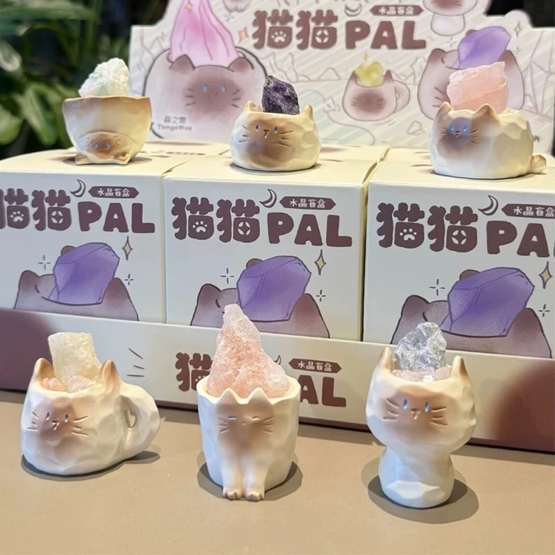 【代拆不退】翻翻乐猫猫水晶PAL盲盒潮玩家居饰品 六一礼物猫猫水晶