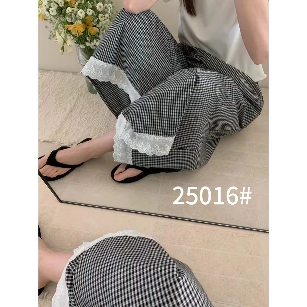 可可推荐～ 高品质格子花边裤25016（垮太大不要拍）
