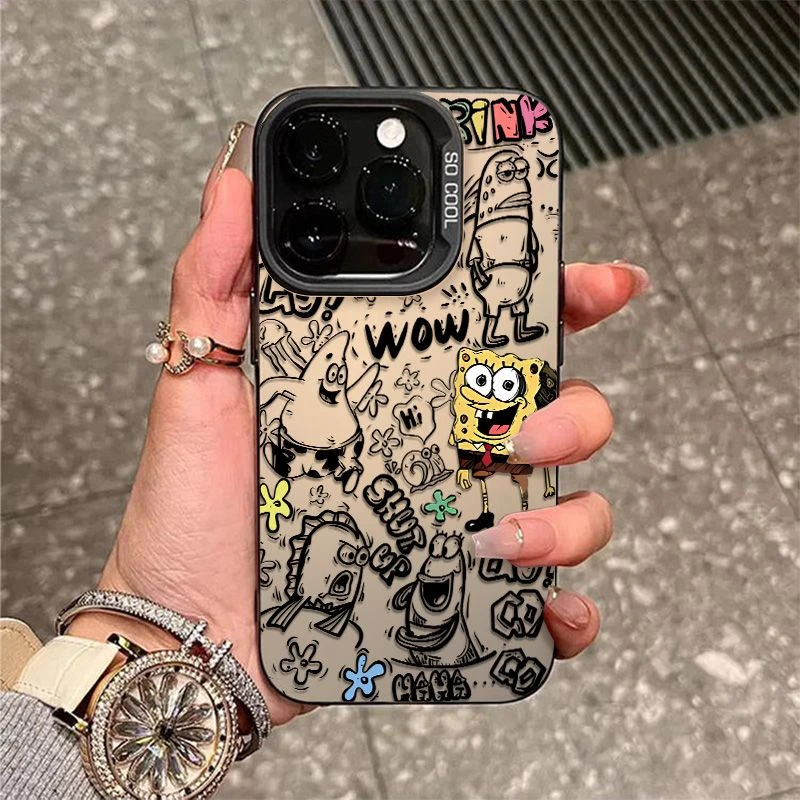 海绵宝宝适用华为oppo荣耀vivo小米苹果16promax手机壳14镭射15潮