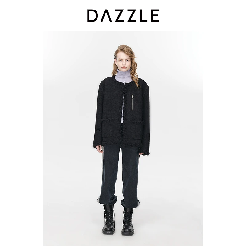 DAZZLE地素短外套小香风气质粗花呢宽松外套2H4F4431A