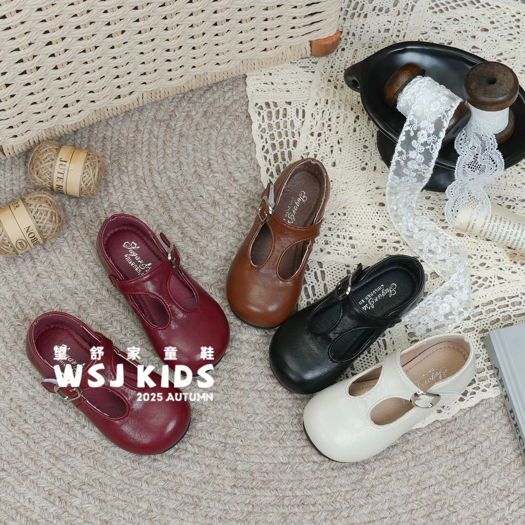 望舒家韩版女童美拉德小皮鞋2025春秋安可拉红浅口单鞋公主鞋90