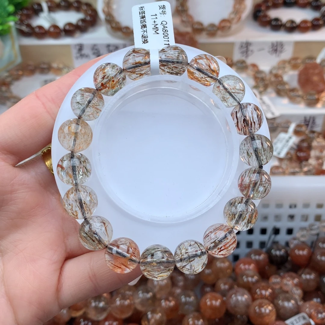 水晶未镶嵌手串黑金超七多样性发其一