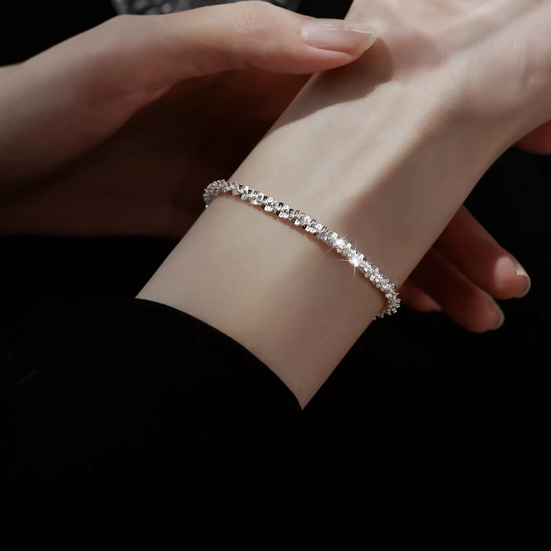 925银手链 925素银满天星手链女2025精致气质百搭首饰饰品素款