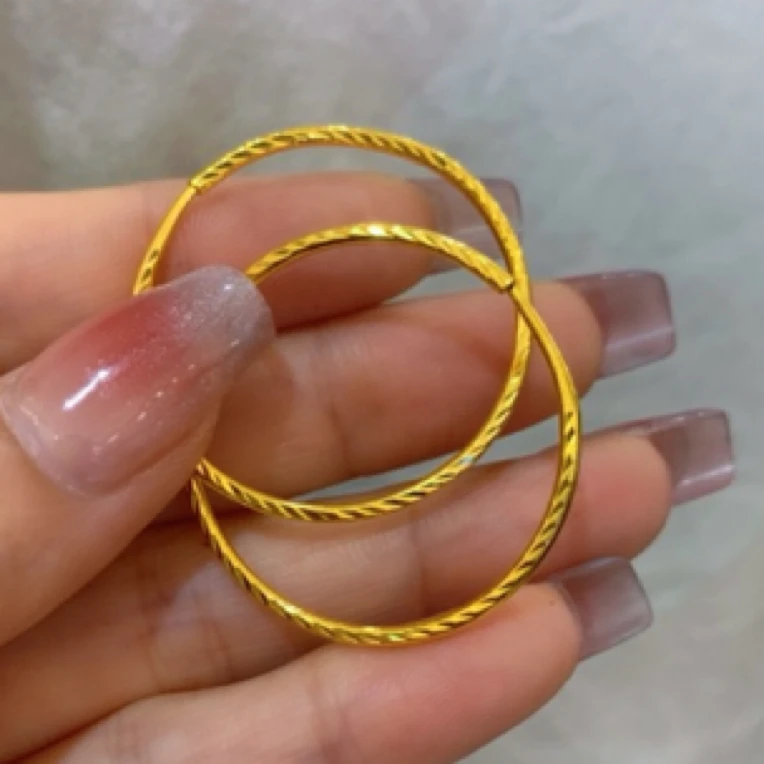 2-ES【秀秀专享】足金999 车花耳圈耳饰