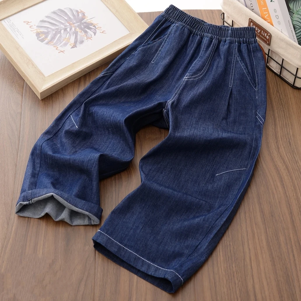 【海涛大叔】天丝棉阔腿九分裤2025夏季新款中大童九分裤-258CK2 Y