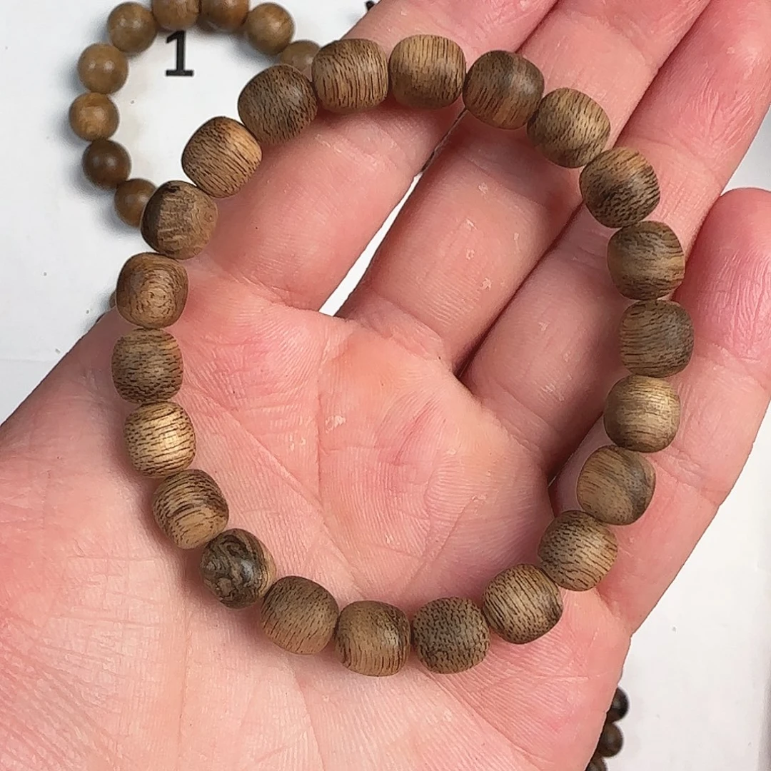 沉香手串08鼓珠单圈达拉干土熟沉香手串