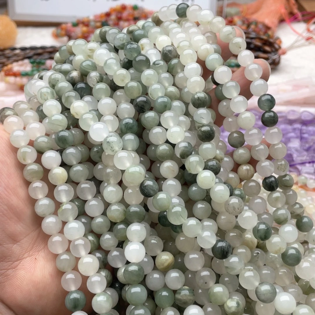 玛瑙/玉髓未镶嵌珠宝半成品两条装卡8mm天山翠圆珠