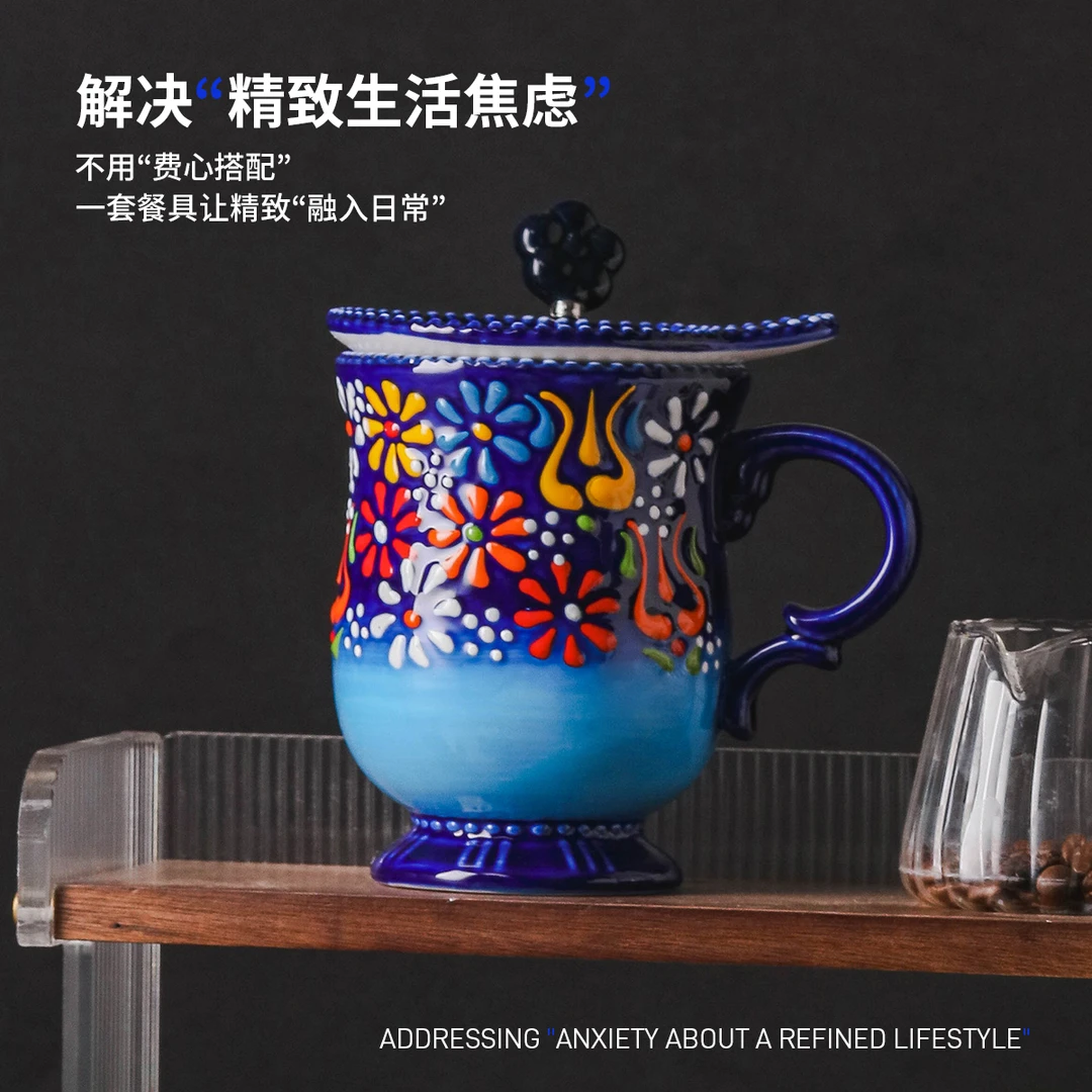 新款马克杯陶瓷情侣元旦伴手礼高温手绘釉下彩女士创意釉下彩餐具