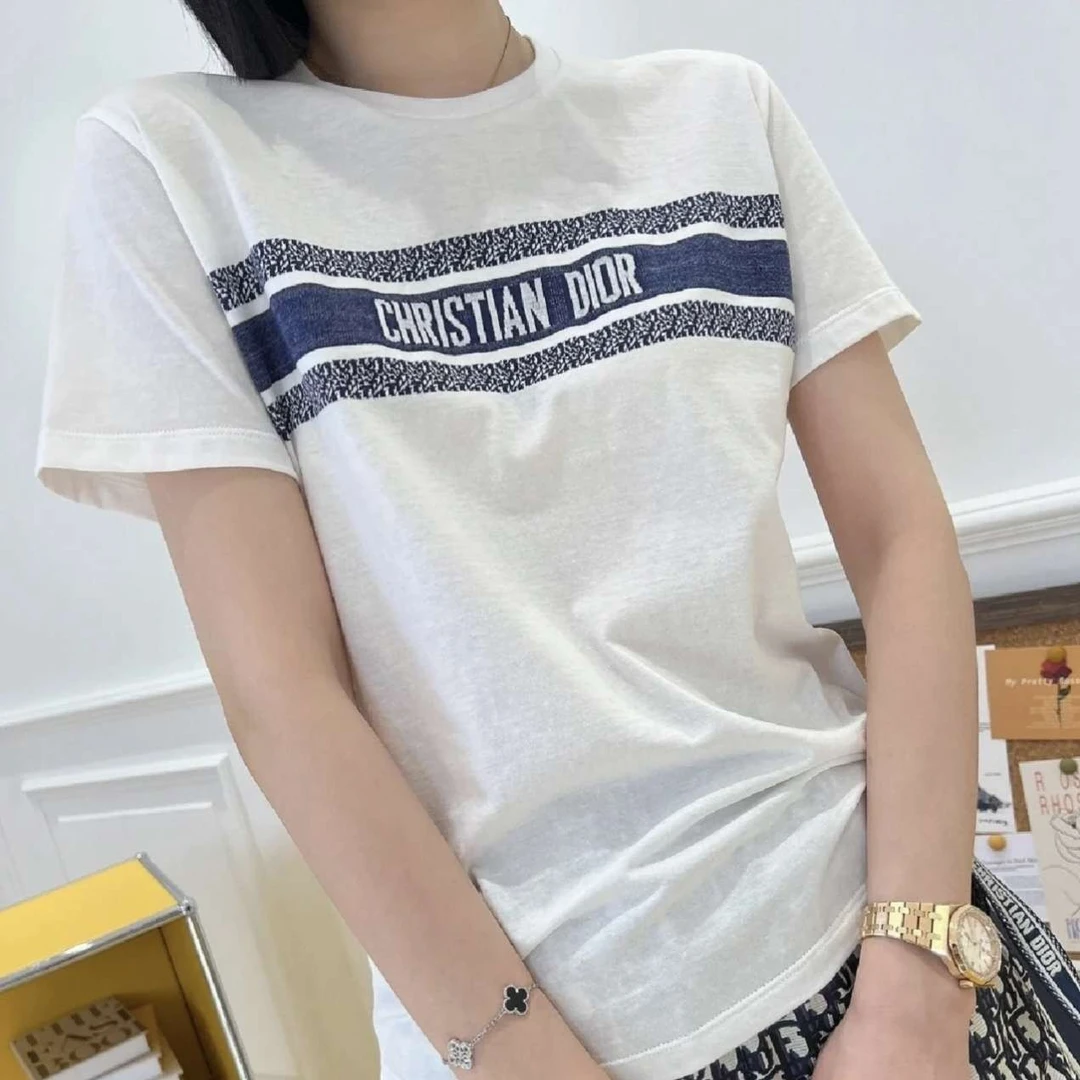 99新 DIOR/迪奥 001860 棉质针织标志短袖T恤 M码