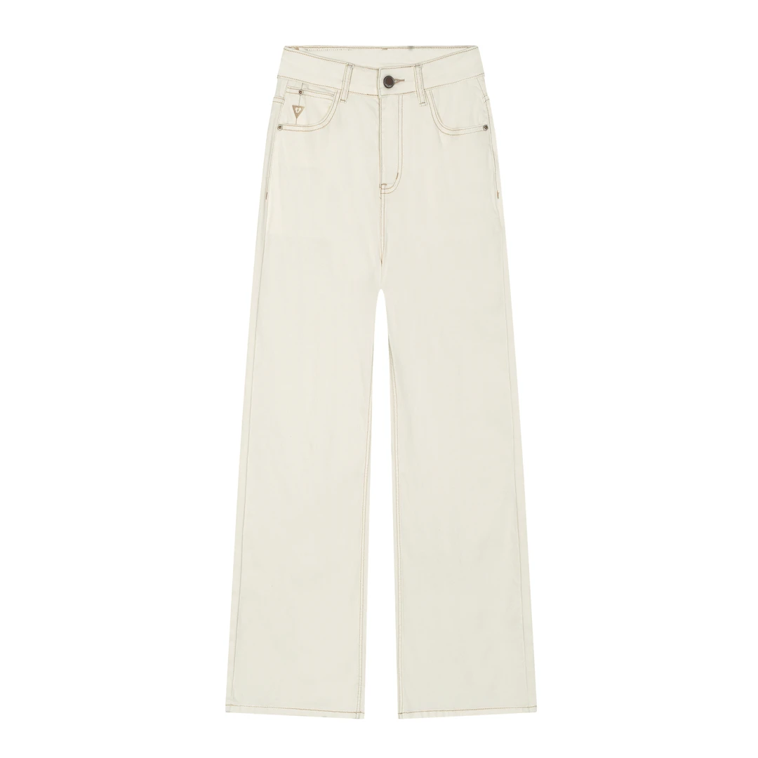 【暮云~秋】四面弹高腰窄版直筒裤休闲裤白色时尚百搭宽松3006#