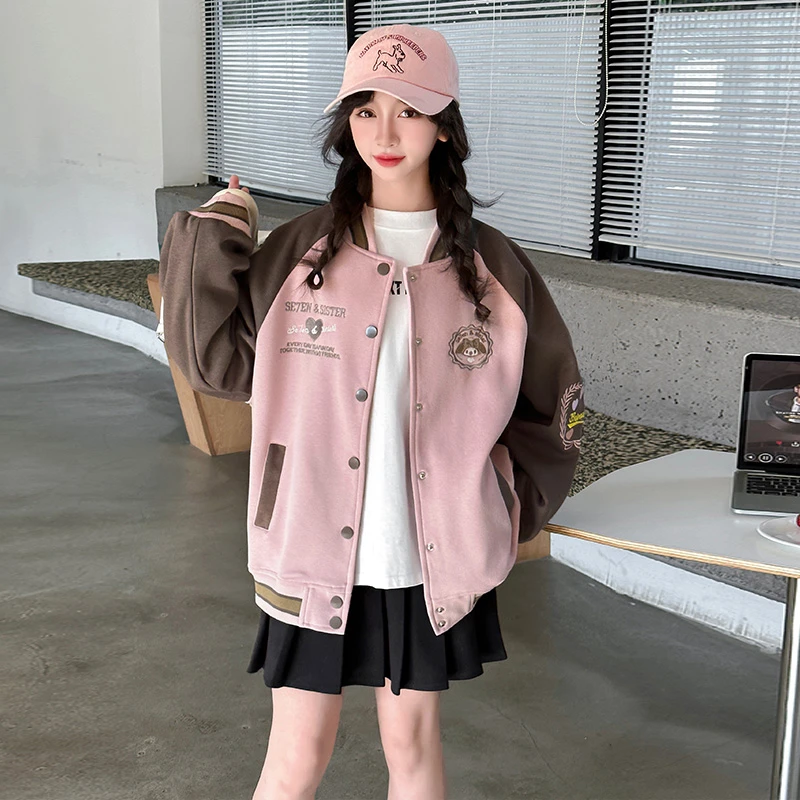 女童外套春秋款2025新款大童春季炸街洋气上衣儿童休闲春装棒球服
