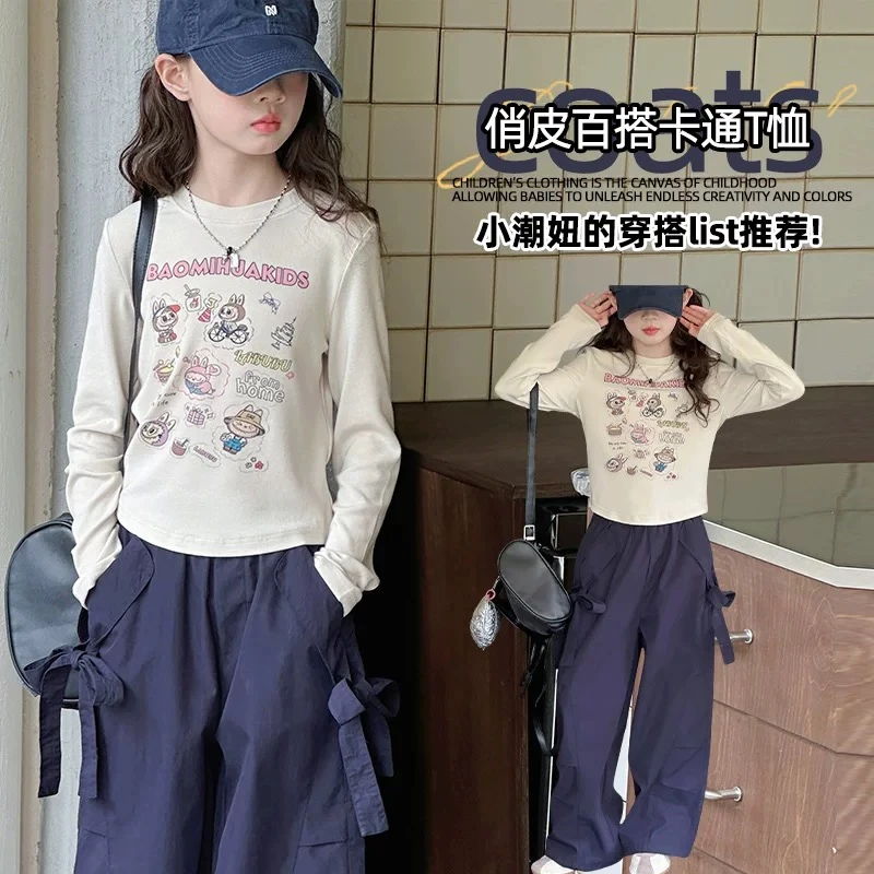 儿童韩版春秋长袖女童T恤百搭秋季长袖卡通休闲印花打底衫