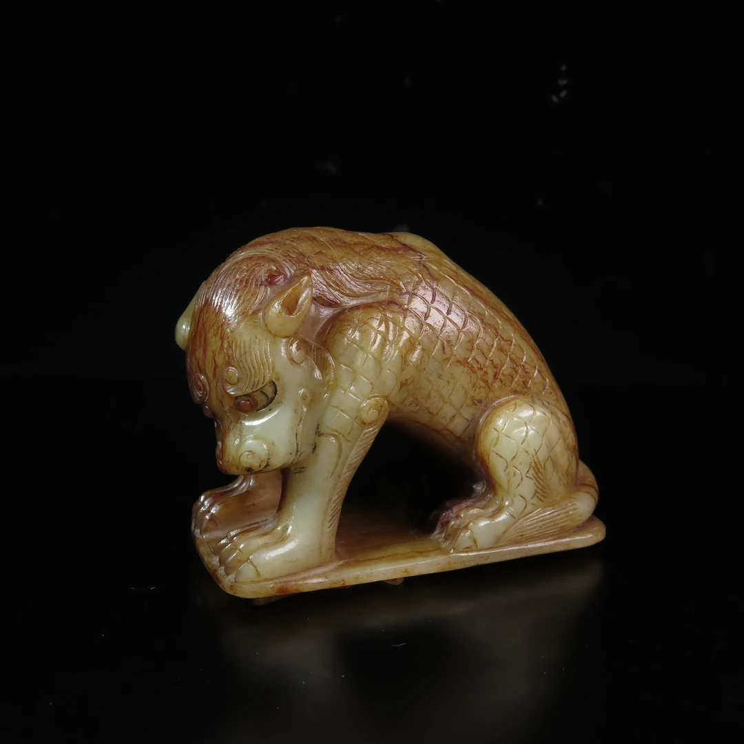 晚清民国麒麟钮玉压印/MZ102332/和田玉/民族文物