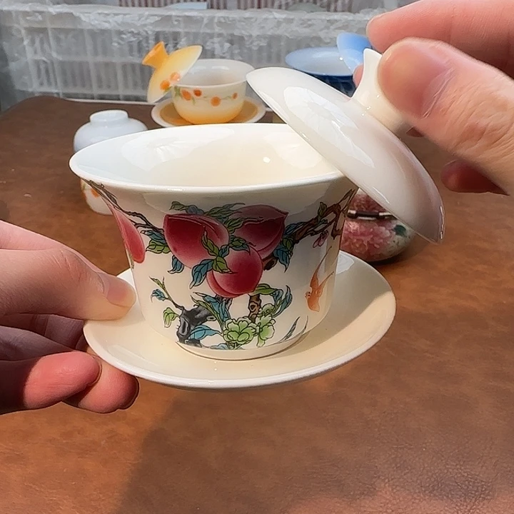 颜瓷闪购商品代替链接九桃盖碗