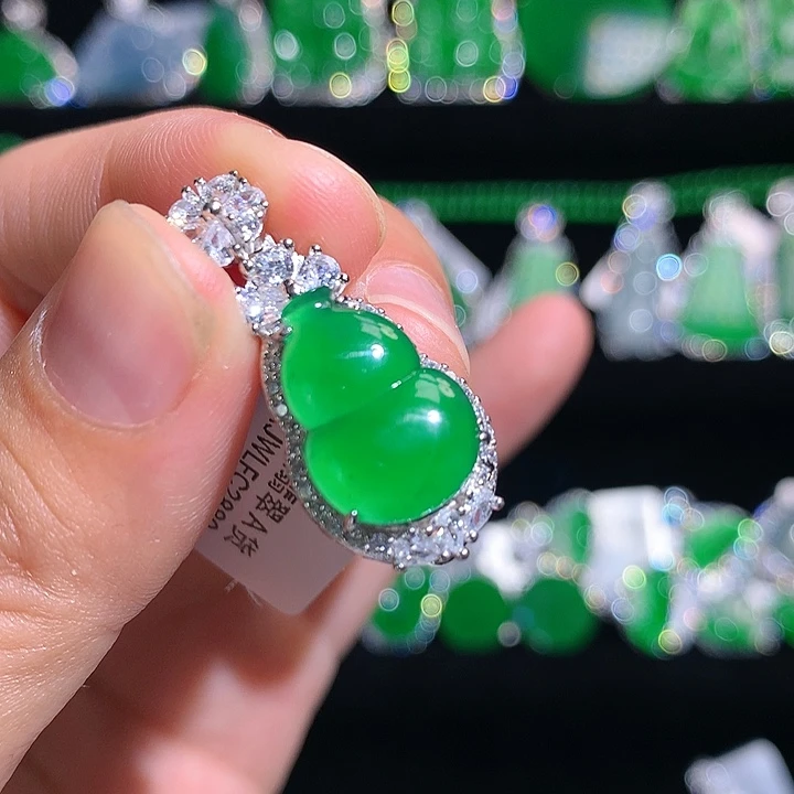 【闪购商品】翡翠银S925镶嵌颈饰天然翡翠
