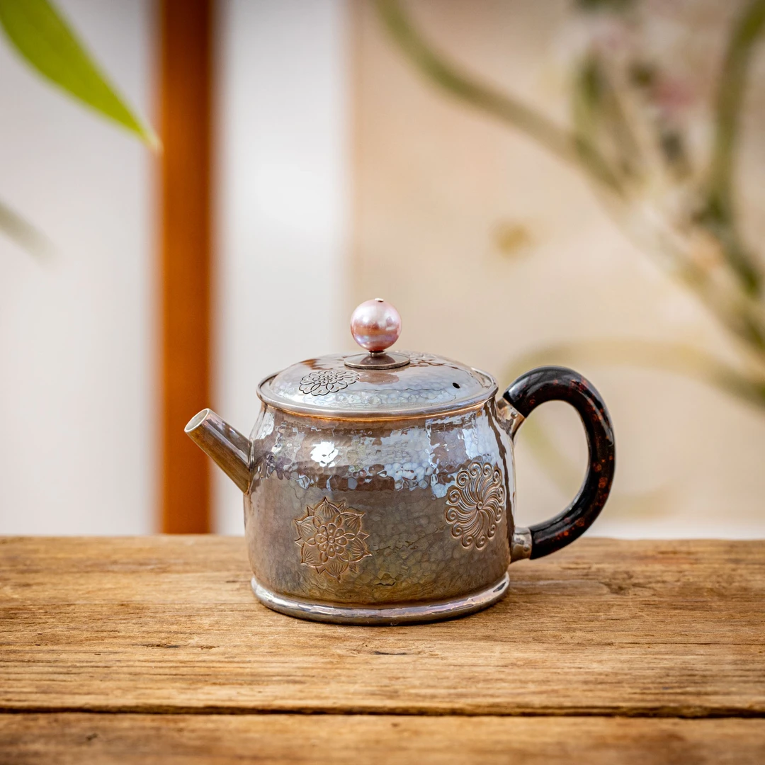 蜂鸟工坊纯手工手工艺品紫皮珍珠银壶汉瓦皮球花泡茶壶CJZPA1100