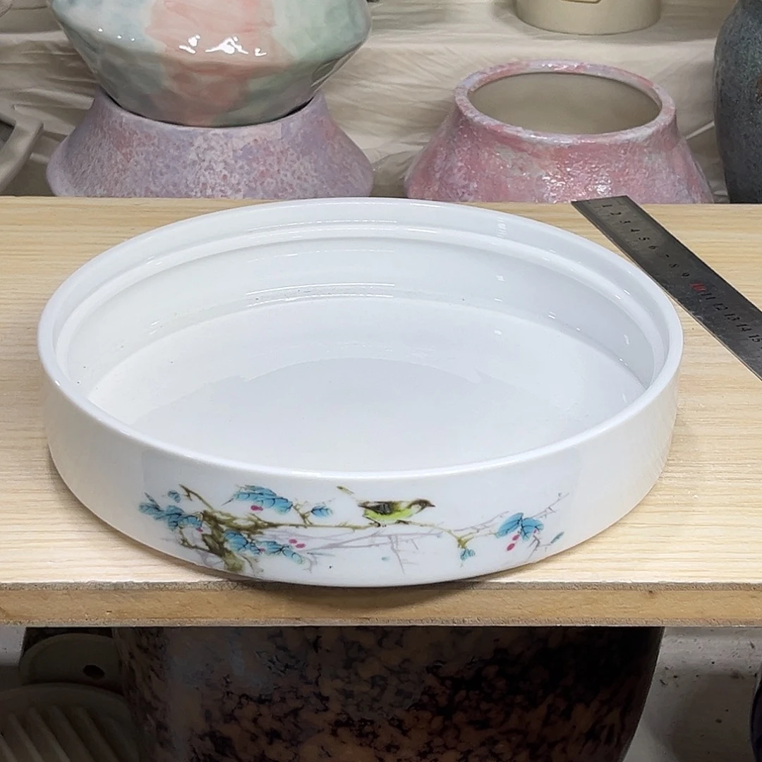 陶瓷绿植多肉微瑕花盆外口径： 21*4.5无孔