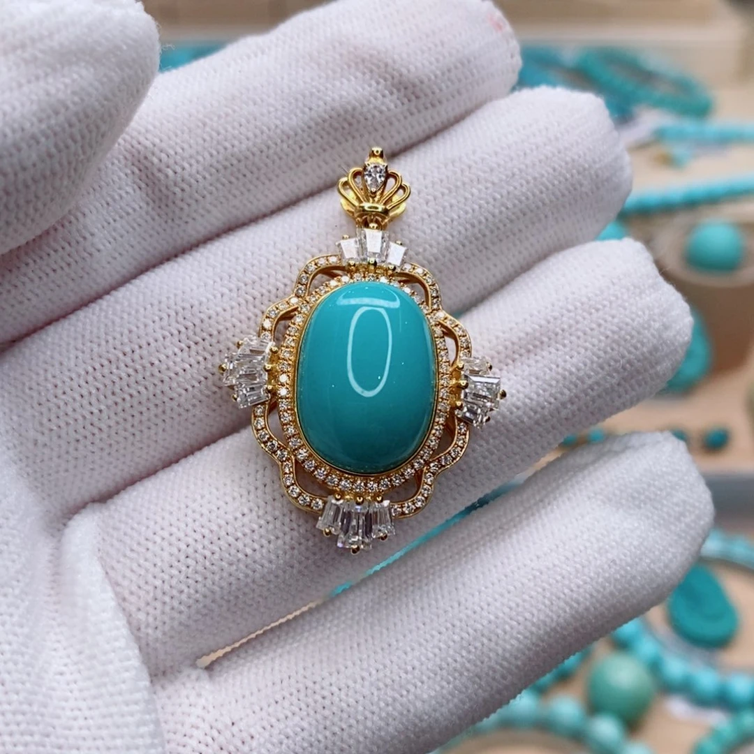 绿松石18K金镶嵌珠宝奇石