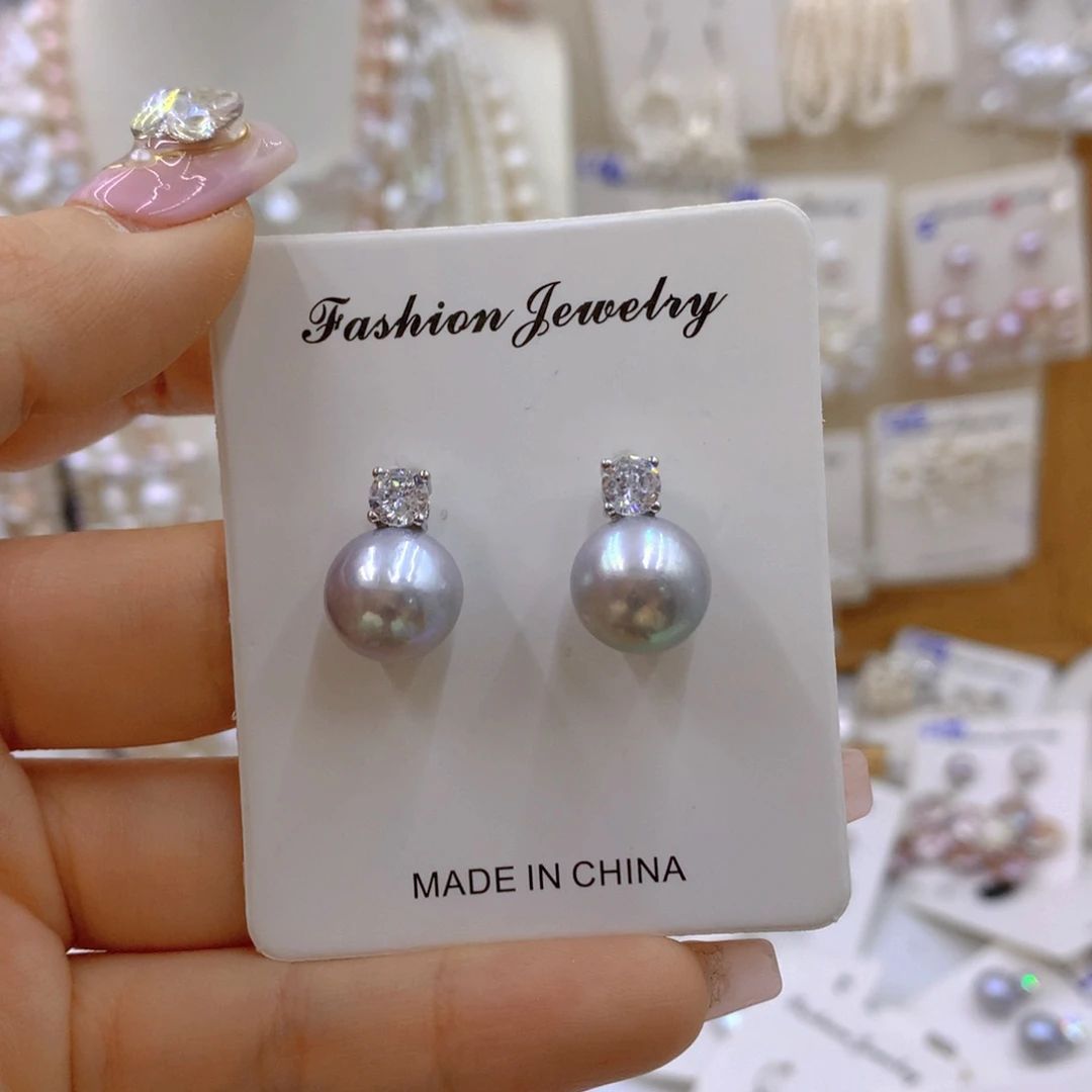 淡水珍珠耳饰银S925镶嵌